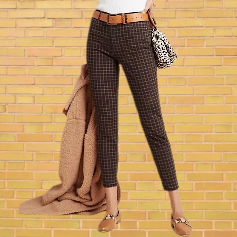 Anthropologie Ella Moss Plaid High Rise Skinny Ankle Pants